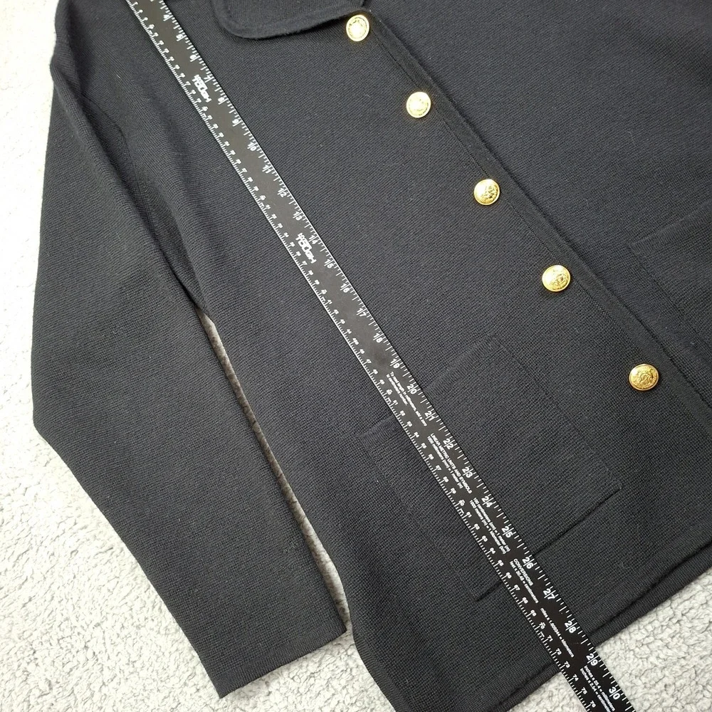 Talbots Women's Cardigan XL 100% Merino Wool Black Classic Preppy Chic Vintage